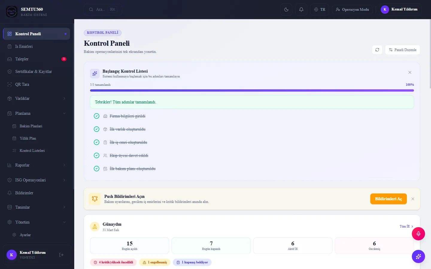 SEMTU360 Kontrol Paneli